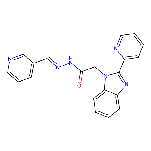 2-[2-(2-pyridyl)benzimidazol-1-yl]-N-(3-pyridylmethyleneamino)acetamide structure