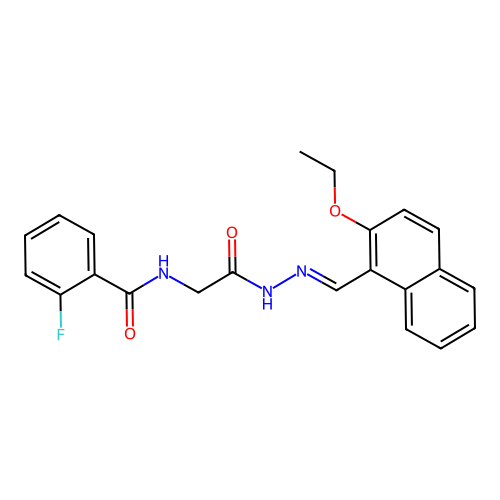(E)-N-(2-(2-((2-ethoxynaphthalen-1-yl)methylene)hydrazinyl)-2-oxoethyl)-2-fluorobenzamide structure