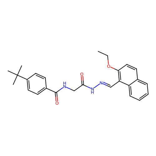 N-[[(2-ethoxynaphthalen-1-yl)methylideneamino]carbamoylmethyl]-4-tert-butyl-benzamide structure