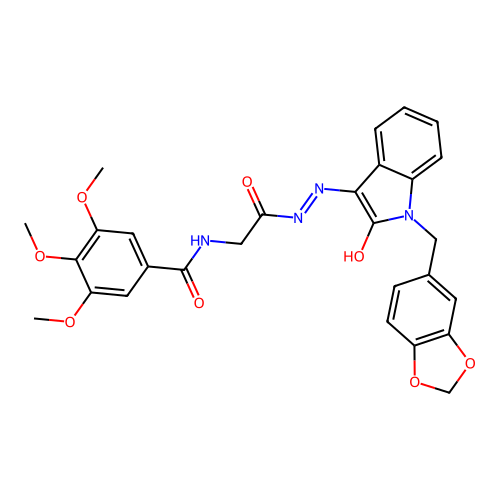 N-({N'-[(3E)-1-[(2H-1,3-BENZODIOXOL-5-YL)METHYL]-2-OXO-2,3-DIHYDRO-1H-INDOL-3-YLIDENE]HYDRAZINECARBONYL}METHYL)-3,4,5-TRIMETHOXYBENZAMIDE structure