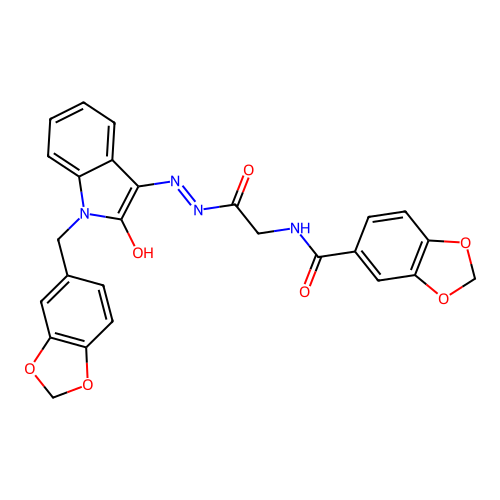 N-({N'-[(3E)-1-[(2H-1,3-BENZODIOXOL-5-YL)METHYL]-2-OXO-2,3-DIHYDRO-1H-INDOL-3-YLIDENE]HYDRAZINECARBONYL}METHYL)-2H-1,3-BENZODIOXOLE-5-CARBOXAMIDE structure