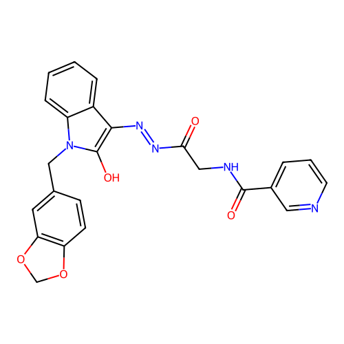 N-({N'-[(3E)-1-[(2H-1,3-BENZODIOXOL-5-YL)METHYL]-2-OXO-2,3-DIHYDRO-1H-INDOL-3-YLIDENE]HYDRAZINECARBONYL}METHYL)PYRIDINE-3-CARBOXAMIDE structure