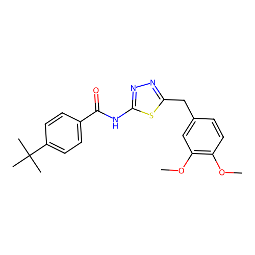 4-tert-butyl-N-[5-(3,4-dimethoxybenzyl)-1,3,4-thiadiazol-2-yl]benzamide structure