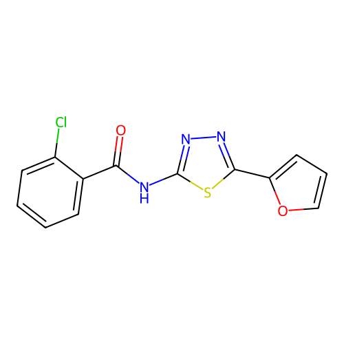 2-chloro-N-[5-(furan-2-yl)-1,3,4-thiadiazol-2-yl]benzamide structure