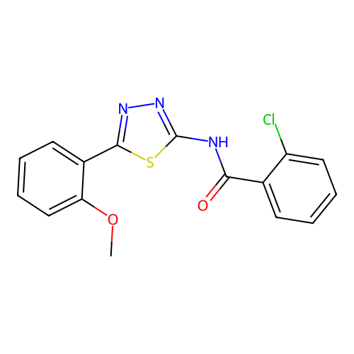 2-chloro-N-[5-(2-methoxyphenyl)-1,3,4-thiadiazol-2-yl]benzamide structure
