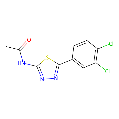N-[5-(3,4-dichlorophenyl)-1,3,4-thiadiazol-2-yl]acetamide structure