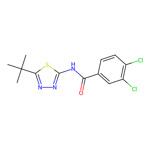 N-(5-tert-butyl-1,3,4-thiadiazol-2-yl)-3,4-dichlorobenzamide structure