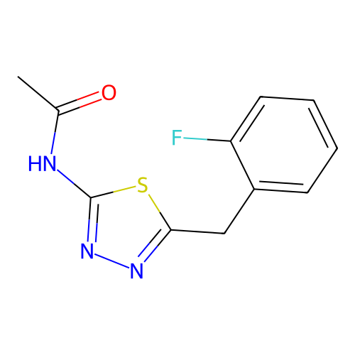 N-[5-(2-fluorobenzyl)-1,3,4-thiadiazol-2-yl]acetamide structure