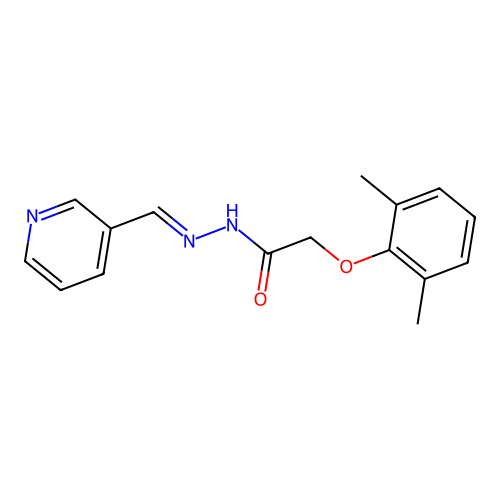 (E)-2-(2,6-dimethylphenoxy)-N'-(pyridin-3-ylmethylene)acetohydrazide structure