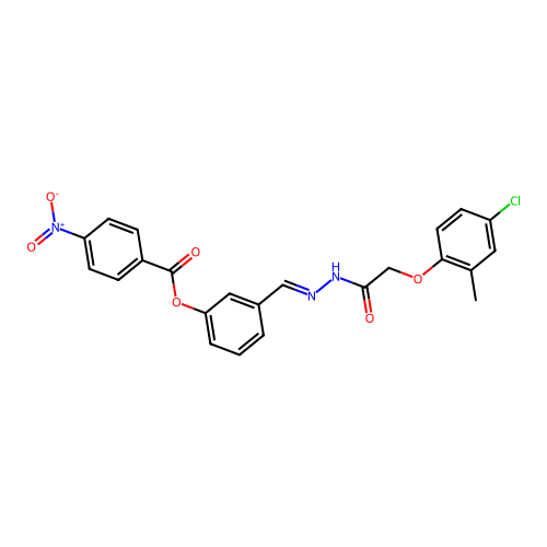 3-[(E)-{2-[(4-chloro-2-methylphenoxy)acetyl]hydrazinylidene}methyl]phenyl 4-nitrobenzoate structure
