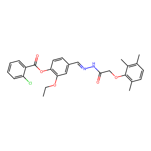 2-ethoxy-4-[(E)-{2-[(2,3,6-trimethylphenoxy)acetyl]hydrazinylidene}methyl]phenyl 2-chlorobenzoate structure