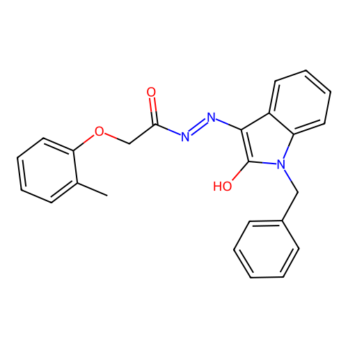 (Z)-N'-(1-benzyl-2-oxoindolin-3-ylidene)-2-(o-tolyloxy)acetohydrazide structure
