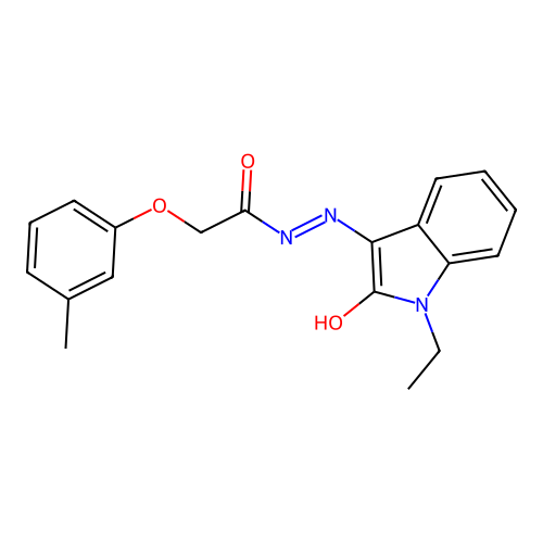 (Z)-N'-(1-ethyl-2-oxoindolin-3-ylidene)-2-(m-tolyloxy)acetohydrazide structure