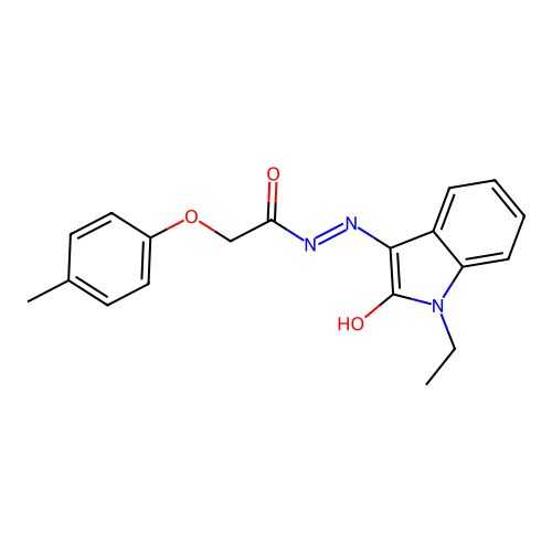 (E)-N'-(1-ethyl-2-oxoindolin-3-ylidene)-2-(p-tolyloxy)acetohydrazide structure