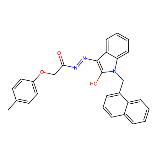 (E)-N'-(1-(naphthalen-1-ylmethyl)-2-oxoindolin-3-ylidene)-2-(p-tolyloxy)acetohydrazide structure
