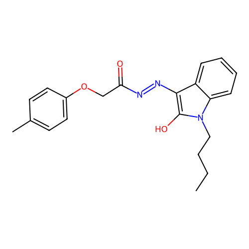 (E)-N'-(1-butyl-2-oxoindolin-3-ylidene)-2-(p-tolyloxy)acetohydrazide structure