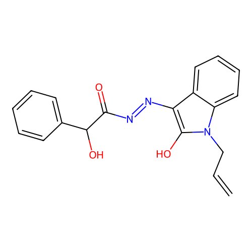 (E)-N'-(1-allyl-2-oxoindolin-3-ylidene)-2-hydroxy-2-phenylacetohydrazide structure