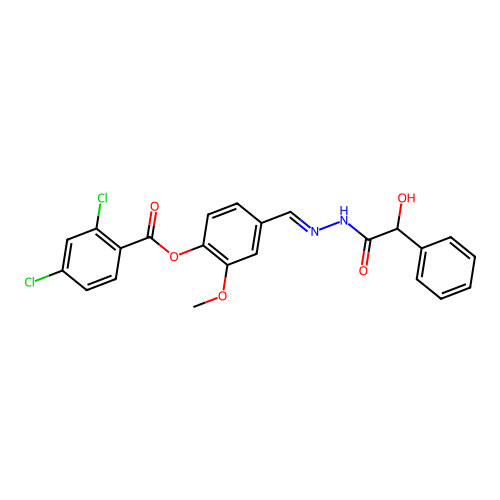 4-(2-(HO(Phenyl)acetyl)carbohydrazonoyl)-2-methoxyphenyl 2,4-dichlorobenzoate structure