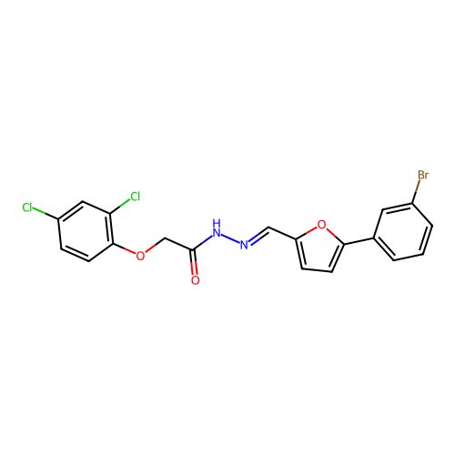 N'-{(E)-[5-(3-bromophenyl)furan-2-yl]methylidene}-2-(2,4-dichlorophenoxy)acetohydrazide structure
