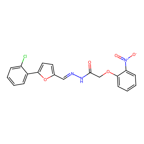 N'-{(E)-[5-(2-chlorophenyl)furan-2-yl]methylidene}-2-(2-nitrophenoxy)acetohydrazide structure