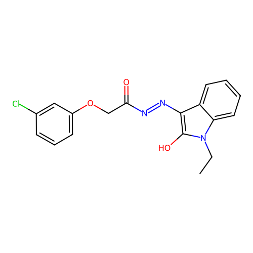 (Z)-2-(3-chlorophenoxy)-N'-(1-ethyl-2-oxoindolin-3-ylidene)acetohydrazide structure