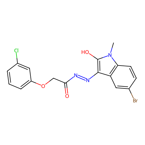 (Z)-N'-(5-bromo-1-methyl-2-oxoindolin-3-ylidene)-2-(3-chlorophenoxy)acetohydrazide structure