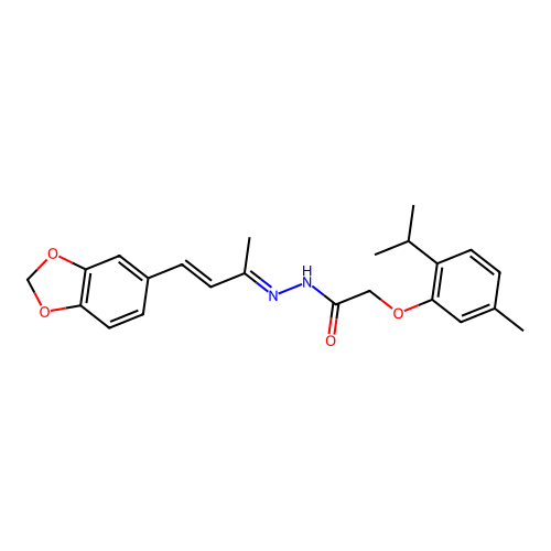 N'-[(2E,3E)-4-(1,3-benzodioxol-5-yl)but-3-en-2-ylidene]-2-[5-methyl-2-(propan-2-yl)phenoxy]acetohydrazide structure