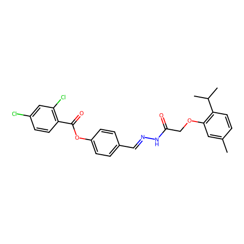 4-(2-((2-Isopropyl-5-ME-phenoxy)acetyl)carbohydrazonoyl)PH 2,4-dichlorobenzoate structure