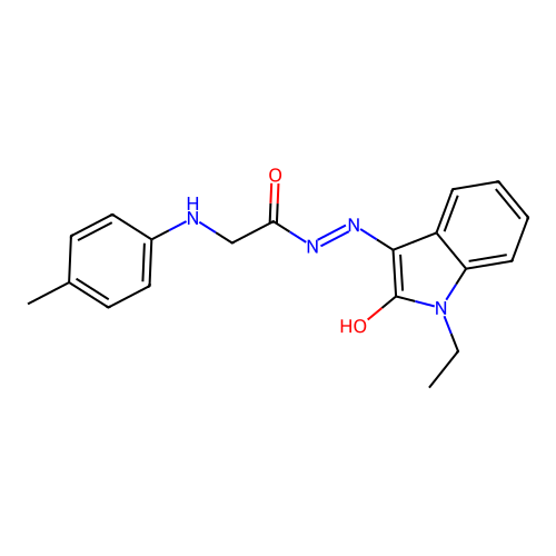 (E)-N'-(1-ethyl-2-oxoindolin-3-ylidene)-2-(p-tolylamino)acetohydrazide structure
