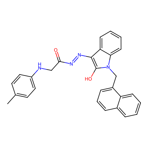 (E)-N'-(1-(naphthalen-1-ylmethyl)-2-oxoindolin-3-ylidene)-2-(p-tolylamino)acetohydrazide structure
