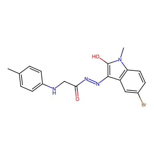 (E)-N'-(5-bromo-1-methyl-2-oxoindolin-3-ylidene)-2-(p-tolylamino)acetohydrazide structure