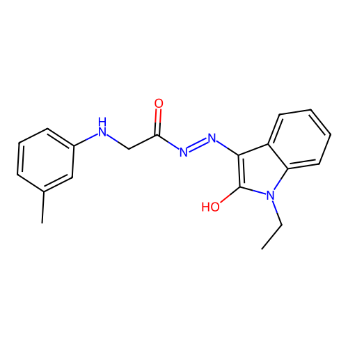 (E)-N'-(1-ethyl-2-oxoindolin-3-ylidene)-2-(m-tolylamino)acetohydrazide structure