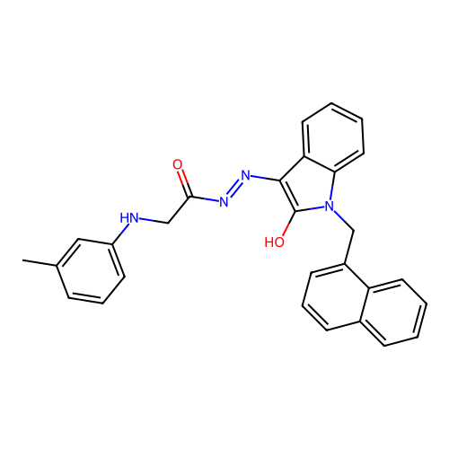 (E)-N'-(1-(naphthalen-1-ylmethyl)-2-oxoindolin-3-ylidene)-2-(m-tolylamino)acetohydrazide structure