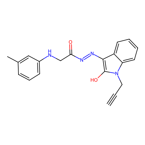 (E)-N'-(2-oxo-1-(prop-2-yn-1-yl)indolin-3-ylidene)-2-(m-tolylamino)acetohydrazide structure