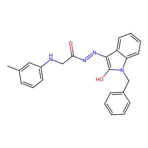 (E)-N'-(1-benzyl-2-oxoindolin-3-ylidene)-2-(m-tolylamino)acetohydrazide structure