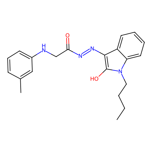 (E)-N'-(1-butyl-2-oxoindolin-3-ylidene)-2-(m-tolylamino)acetohydrazide structure