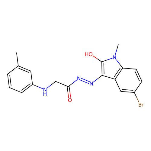 (E)-N'-(5-bromo-1-methyl-2-oxoindolin-3-ylidene)-2-(m-tolylamino)acetohydrazide structure