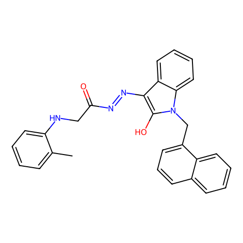 2-[(2-methylphenyl)amino]-N'-[(3E)-1-(naphthalen-1-ylmethyl)-2-oxo-1,2-dihydro-3H-indol-3-ylidene]acetohydrazide (non-preferred name) structure