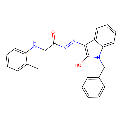 (E)-N'-(1-benzyl-2-oxoindolin-3-ylidene)-2-(o-tolylamino)acetohydrazide structure