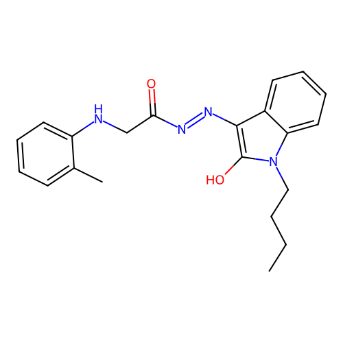 (E)-N'-(1-butyl-2-oxoindolin-3-ylidene)-2-(o-tolylamino)acetohydrazide structure