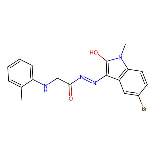 (E)-N'-(5-bromo-1-methyl-2-oxoindolin-3-ylidene)-2-(o-tolylamino)acetohydrazide structure