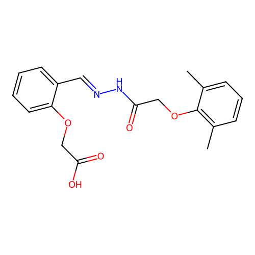 {2-[(E)-{2-[(2,6-dimethylphenoxy)acetyl]hydrazinylidene}methyl]phenoxy}acetic acid structure