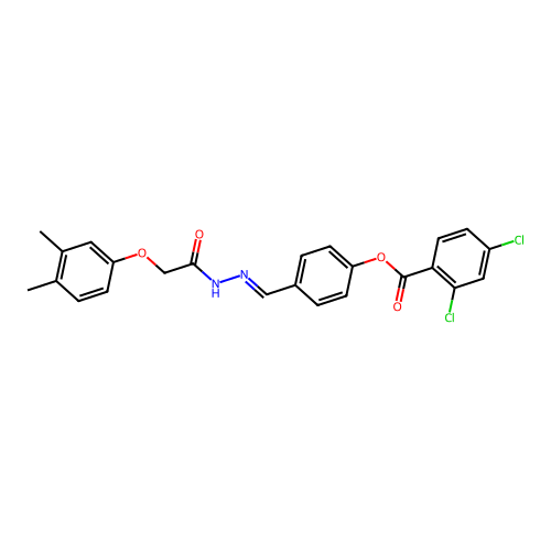 4-[(E)-{2-[(3,4-dimethylphenoxy)acetyl]hydrazinylidene}methyl]phenyl 2,4-dichlorobenzoate structure