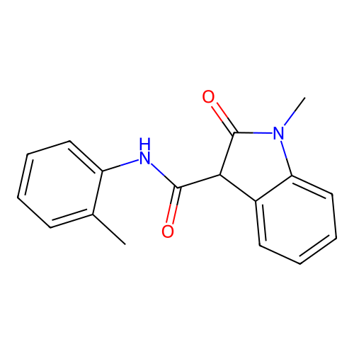 1-methyl-N-(2-methylphenyl)-2-oxo-3-indolinecarboxamide structure