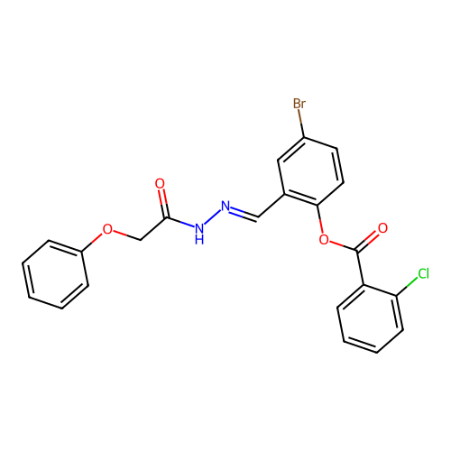 4-Bromo-2-(2-(phenoxyacetyl)carbohydrazonoyl)phenyl 2-chlorobenzoate structure