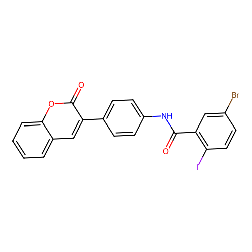 5-bromo-2-iodo-N-(4-(2-oxo-2H-chromen-3-yl)phenyl)benzamide structure