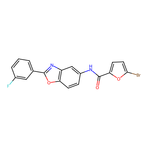 5-bromo-N-[2-(3-fluorophenyl)-1,3-benzoxazol-5-yl]furan-2-carboxamide structure
