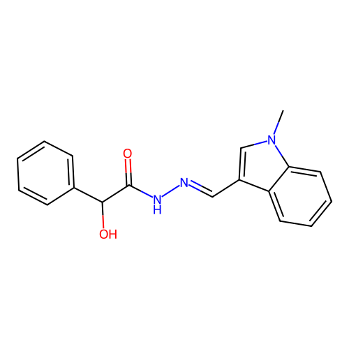 2-hydroxy-N'-[(1-methyl-1H-indol-3-yl)methylene]-2-phenylacetohydrazide structure