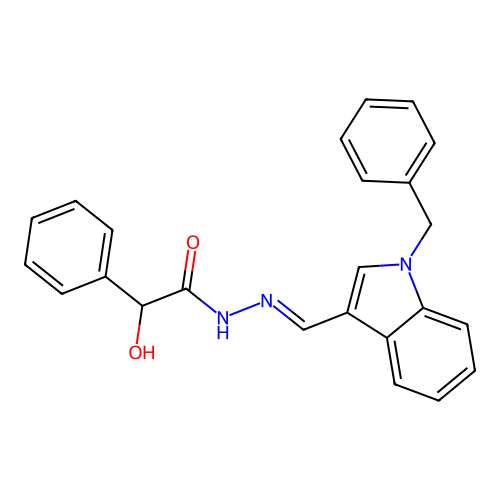 N'-[(E)-(1-benzyl-1H-indol-3-yl)methylidene]-2-hydroxy-2-phenylacetohydrazide structure