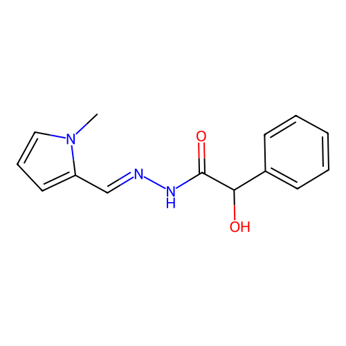 2-hydroxy-N'-[(E)-(1-methyl-1H-pyrrol-2-yl)methylidene]-2-phenylacetohydrazide structure